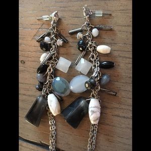 Grey Black Marble Dangle Earrings